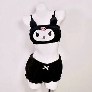 Plush Pajama Set - Black - Women’s Small